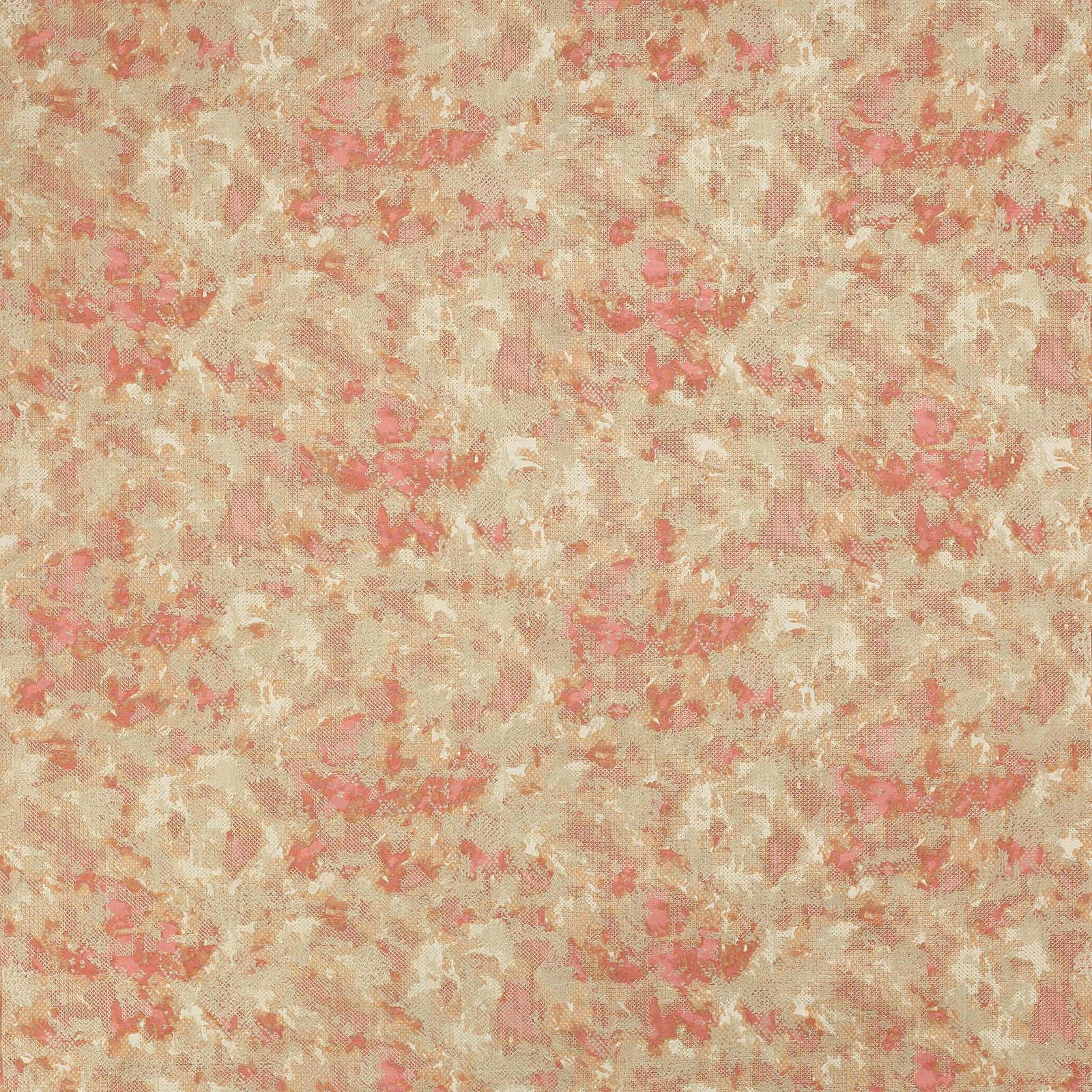 Mottled coral red and gold-beige abstract fabric swatch with soft textured repeat