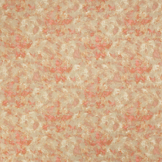 Mottled coral red and gold-beige abstract fabric swatch with soft textured repeat