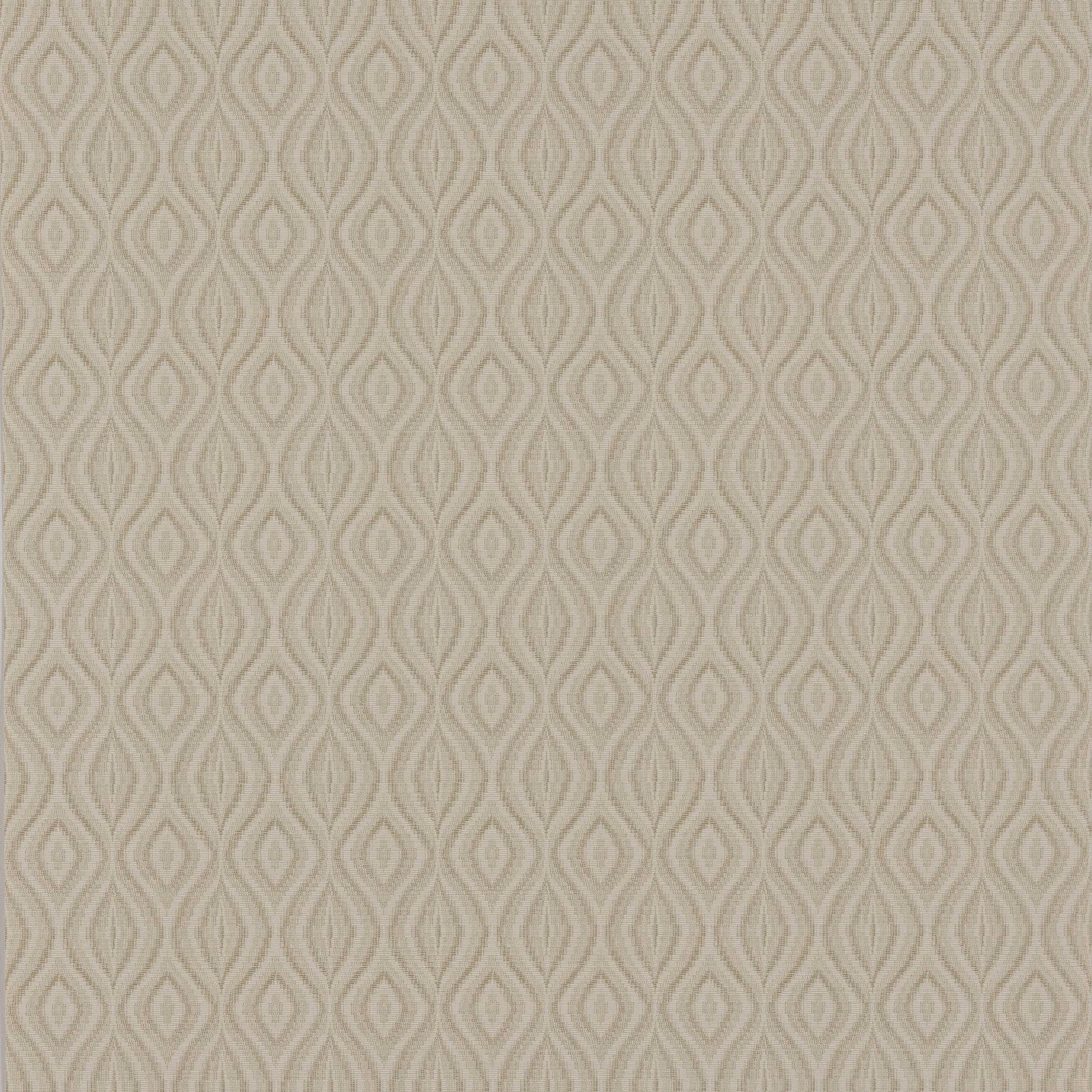 Oyster wallpaper with repeating pale taupe elongated ogee motifs and fine surface texture