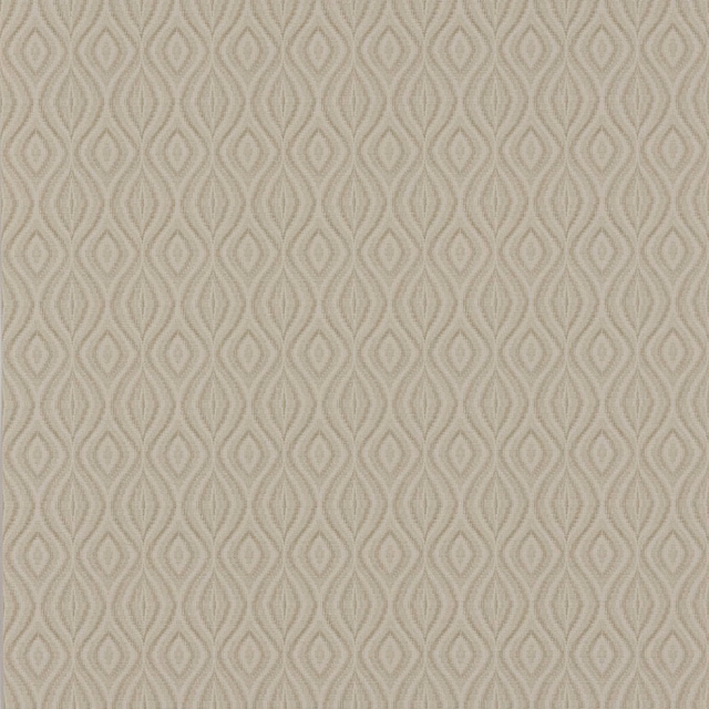Oyster wallpaper with repeating pale taupe elongated ogee motifs and fine surface texture