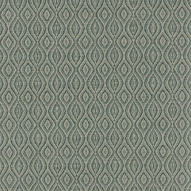 Cool slate-grey wallpaper with repeating sage diamond and almond motifs