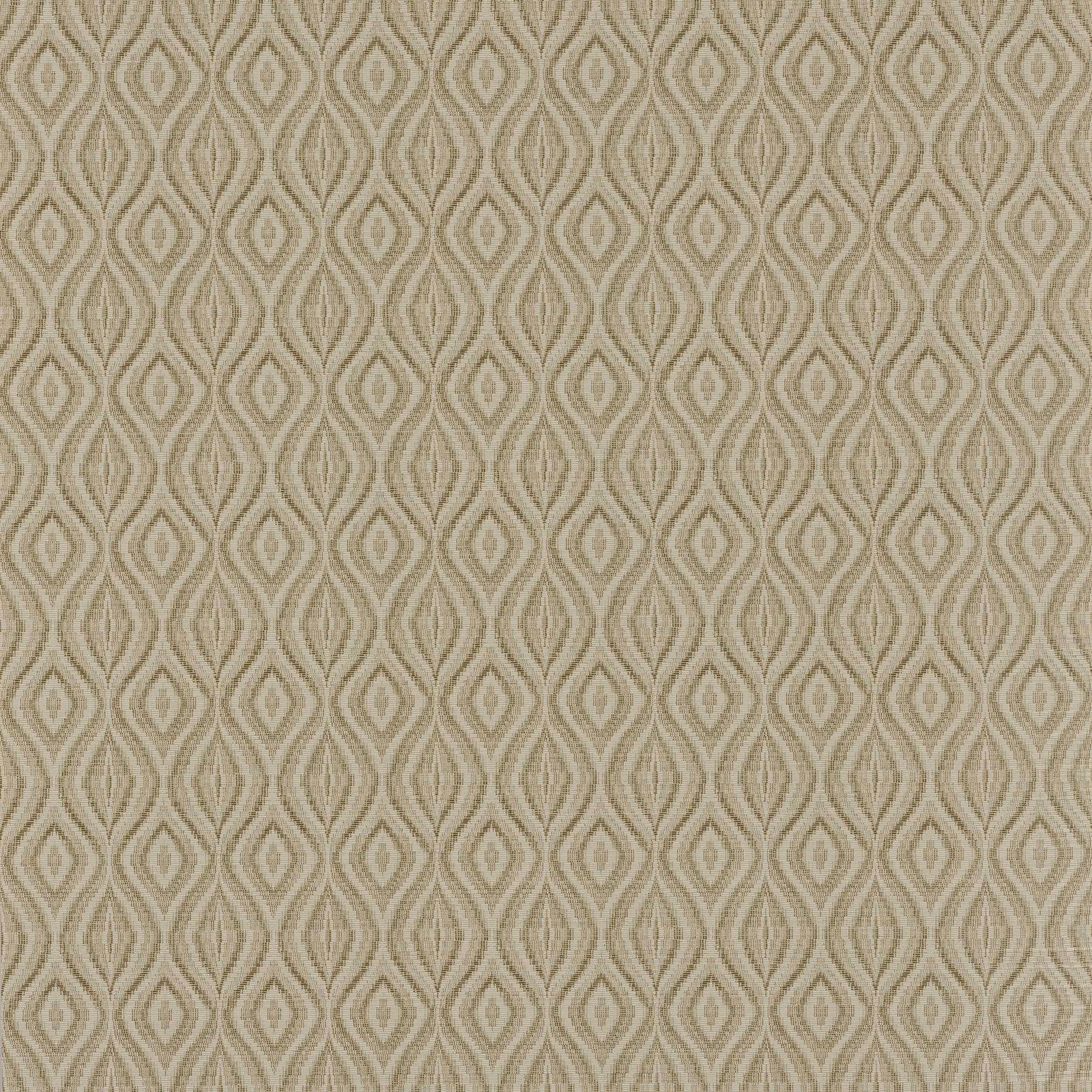 Muted taupe wallpaper with repeating elongated diamonds and softly striated ogee lines