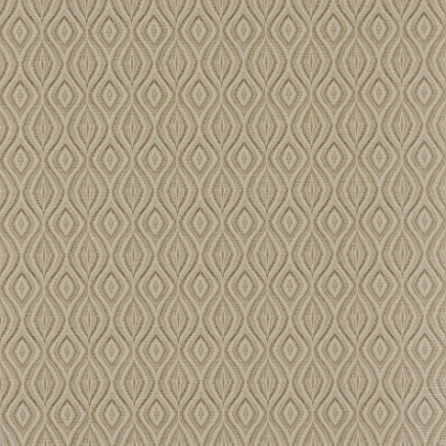 Muted taupe wallpaper with repeating elongated diamonds and softly striated ogee lines