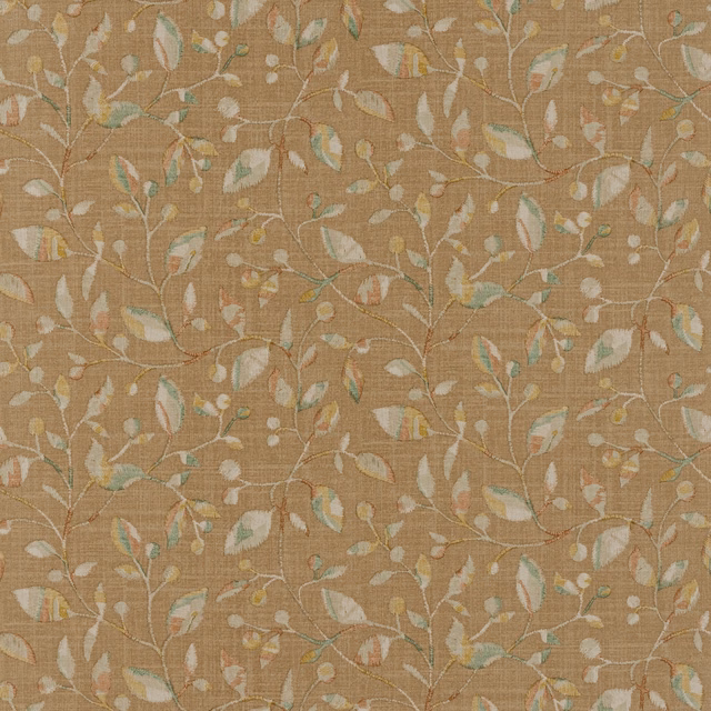 Muted taupe wallpaper with dusty pink, cream and sage botanical leaves