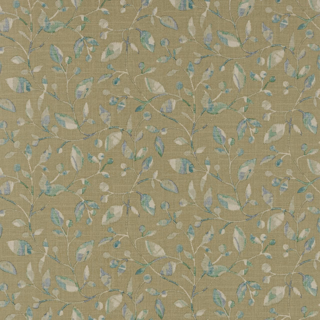 Sand wallpaper with trailing blue-green vines and pale leafy motifs