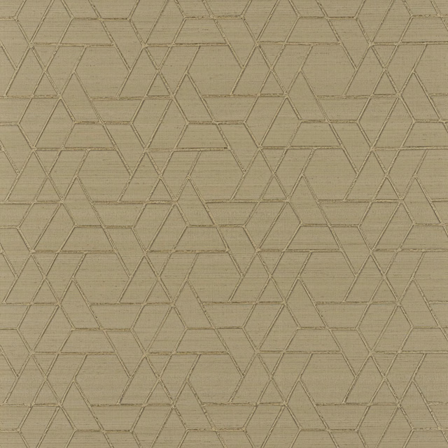 Muted taupe wallpaper with fine interlocking angular lines and subtle horizontal texture
