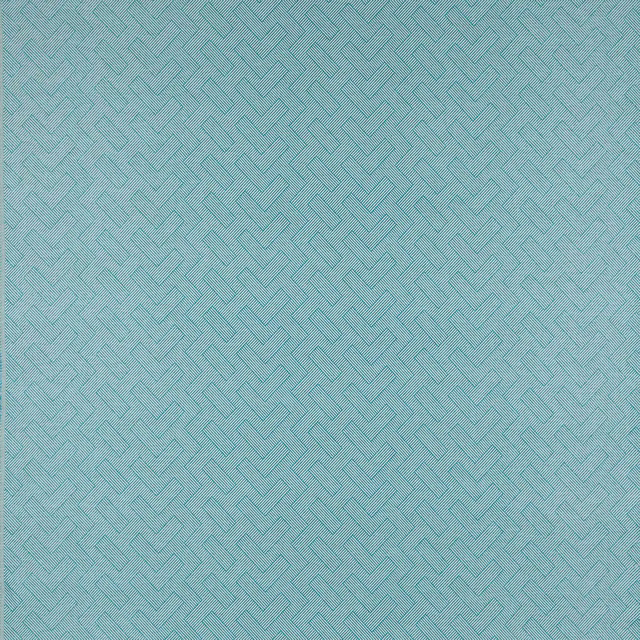 Pale aqua teal geometric woven fabric with a small basket-like diagonal pattern