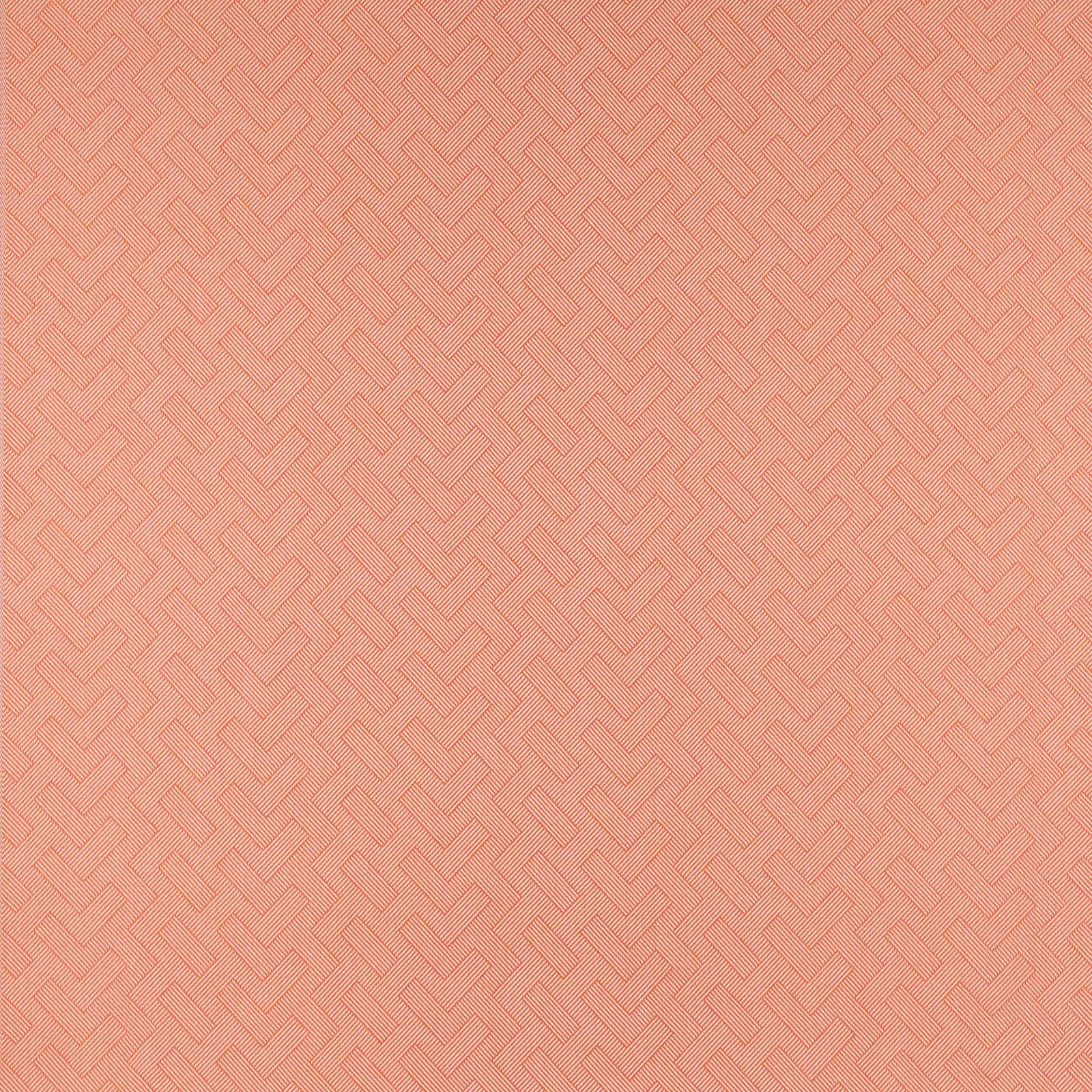 Soft mandarine coral woven check fabric with fine diagonal texture