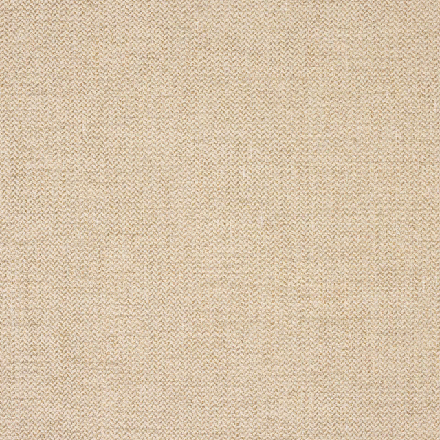 Close-up of warm sand beige herringbone weave on textured fabric swatch