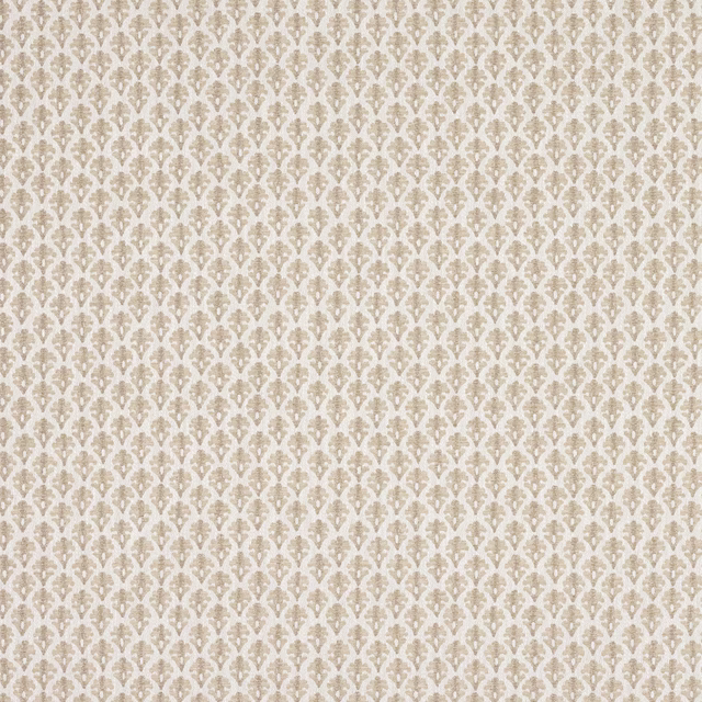 Small beige damask pattern on a pale woven fabric swatch