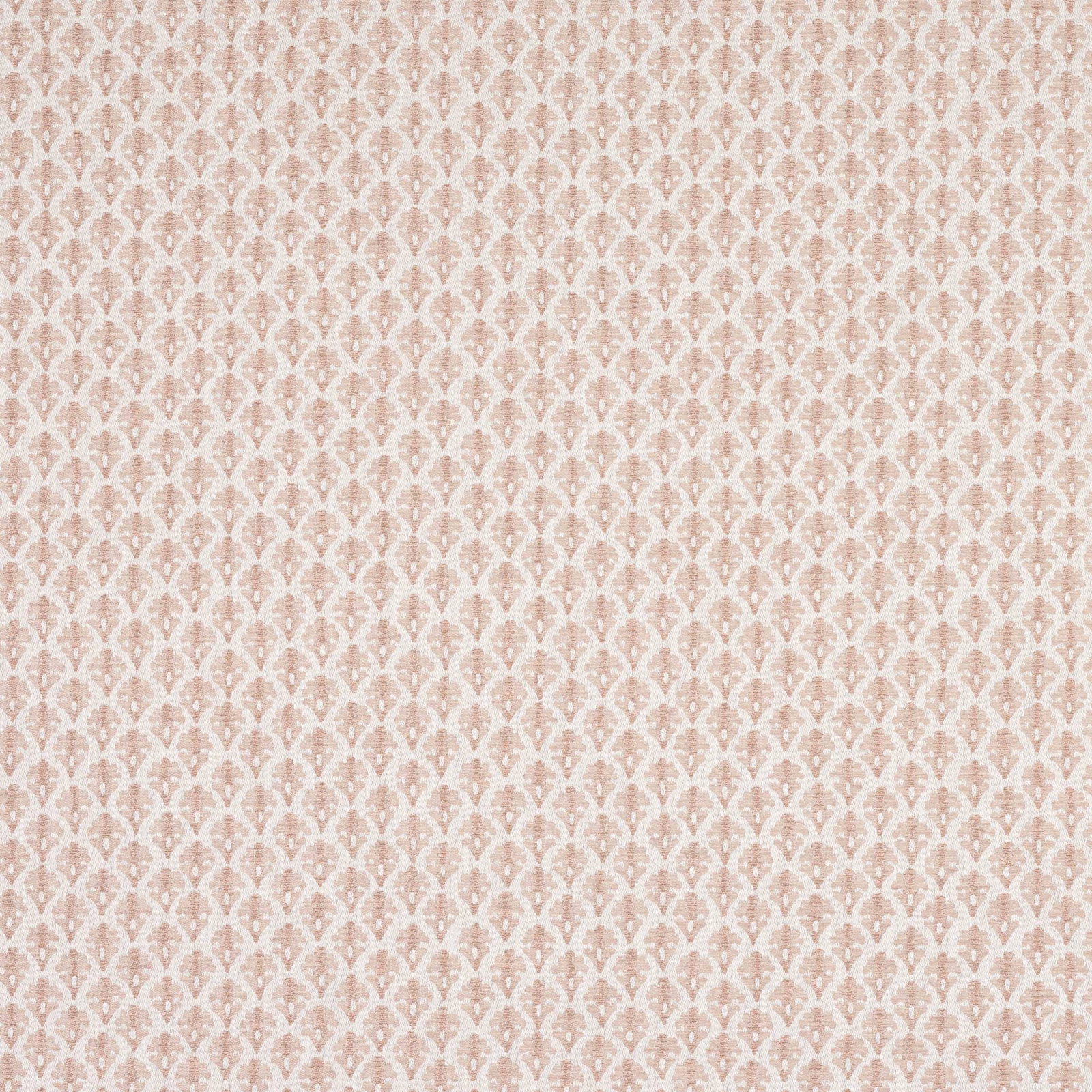 Small repeating damask in soft old pink and ivory woven fabric