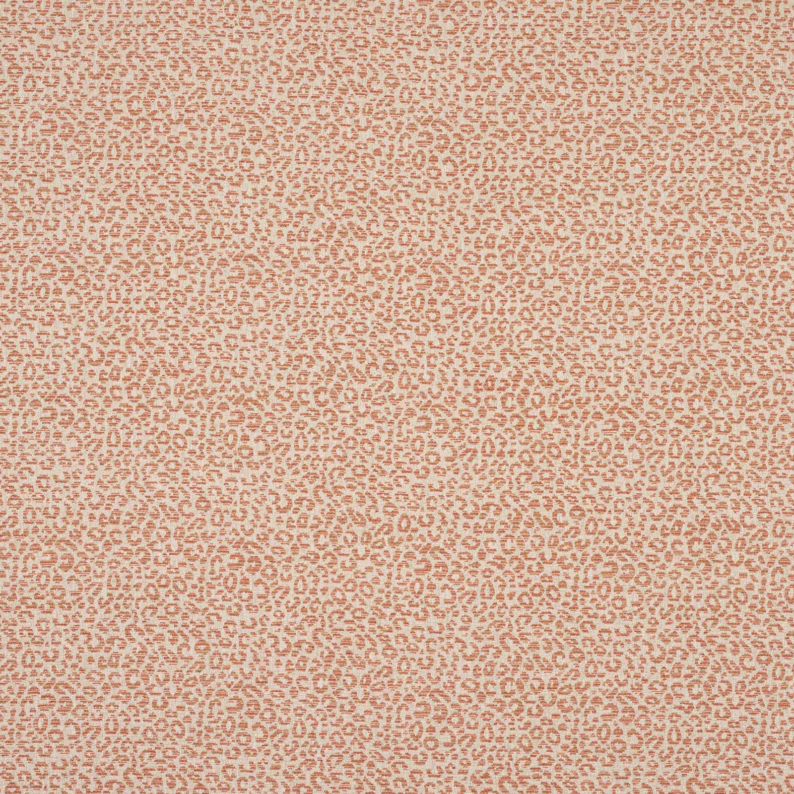 Small coral-red animal print woven on a creamy beige fabric ground