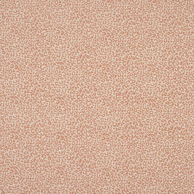 Small coral-red animal print woven on a creamy beige fabric ground
