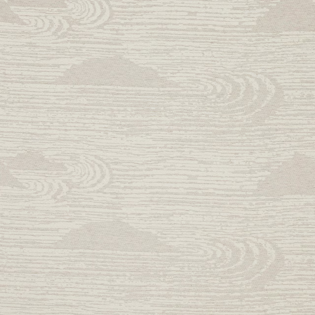 Soft cream woven fabric with pale abstract woodgrain stripes and a gentle sheen