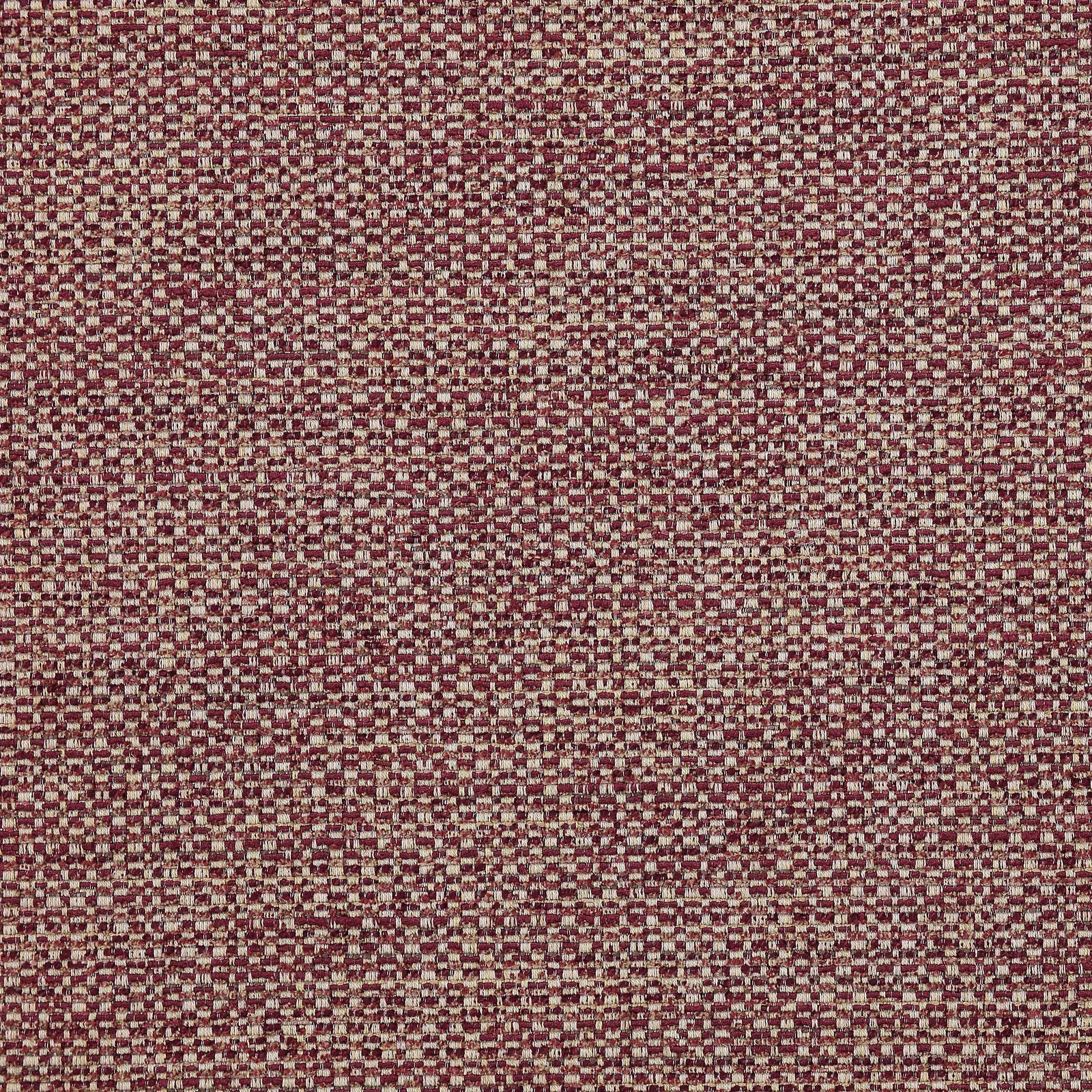 Close-up of a small-scale aubergine and beige textured woven fabric