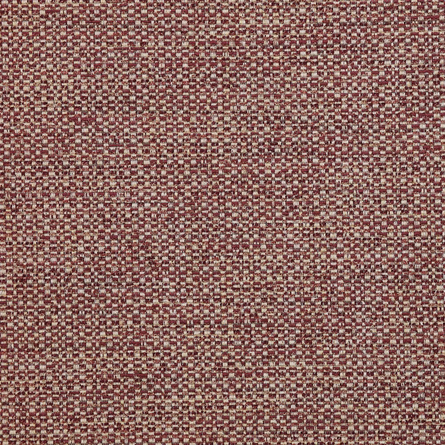 Close-up of a small-scale aubergine and beige textured woven fabric