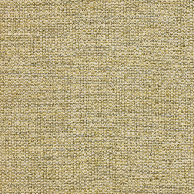Close-up of a muted chartreuse woven fabric with tiny speckled texture