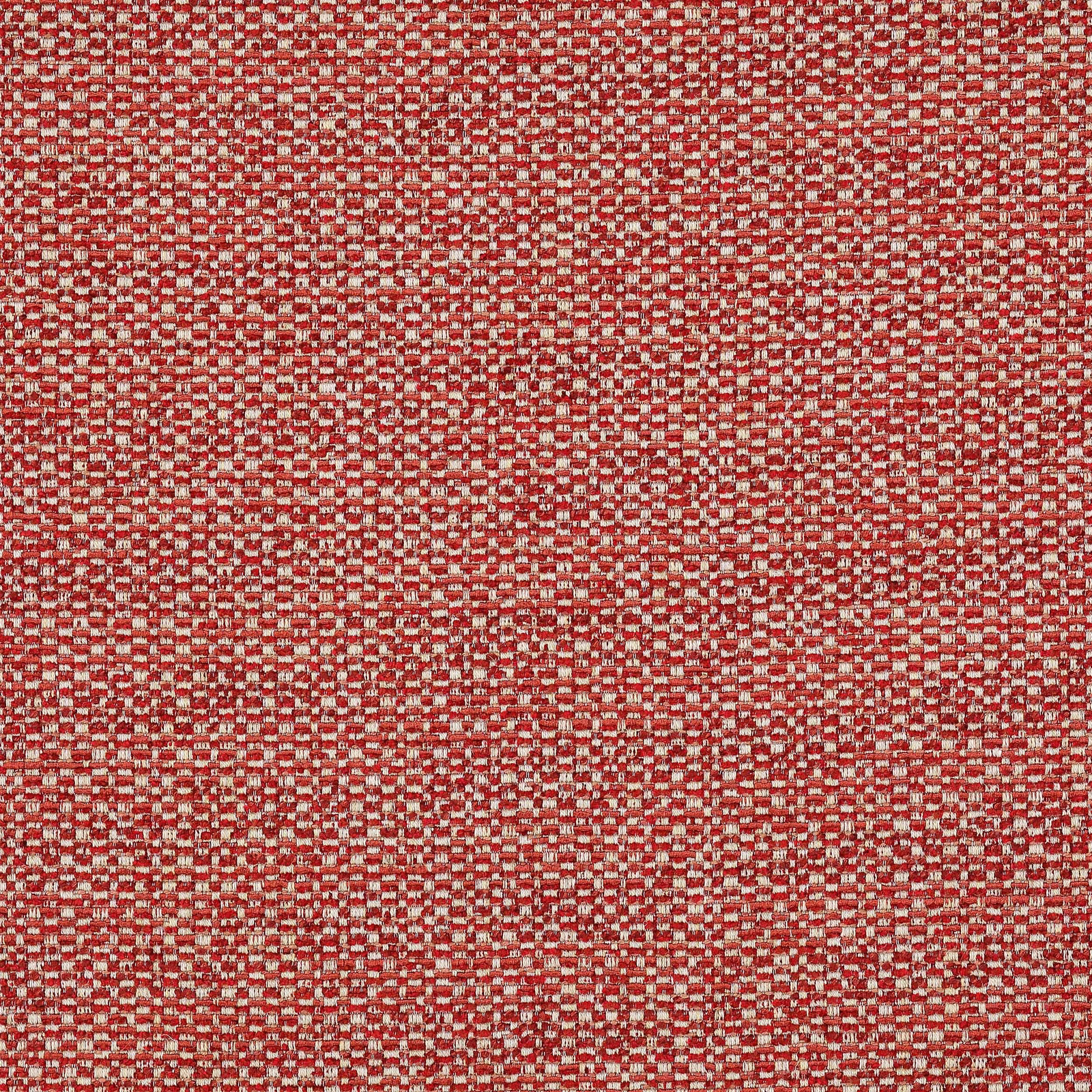 Close-up of red and cream small woven check fabric with textured surface