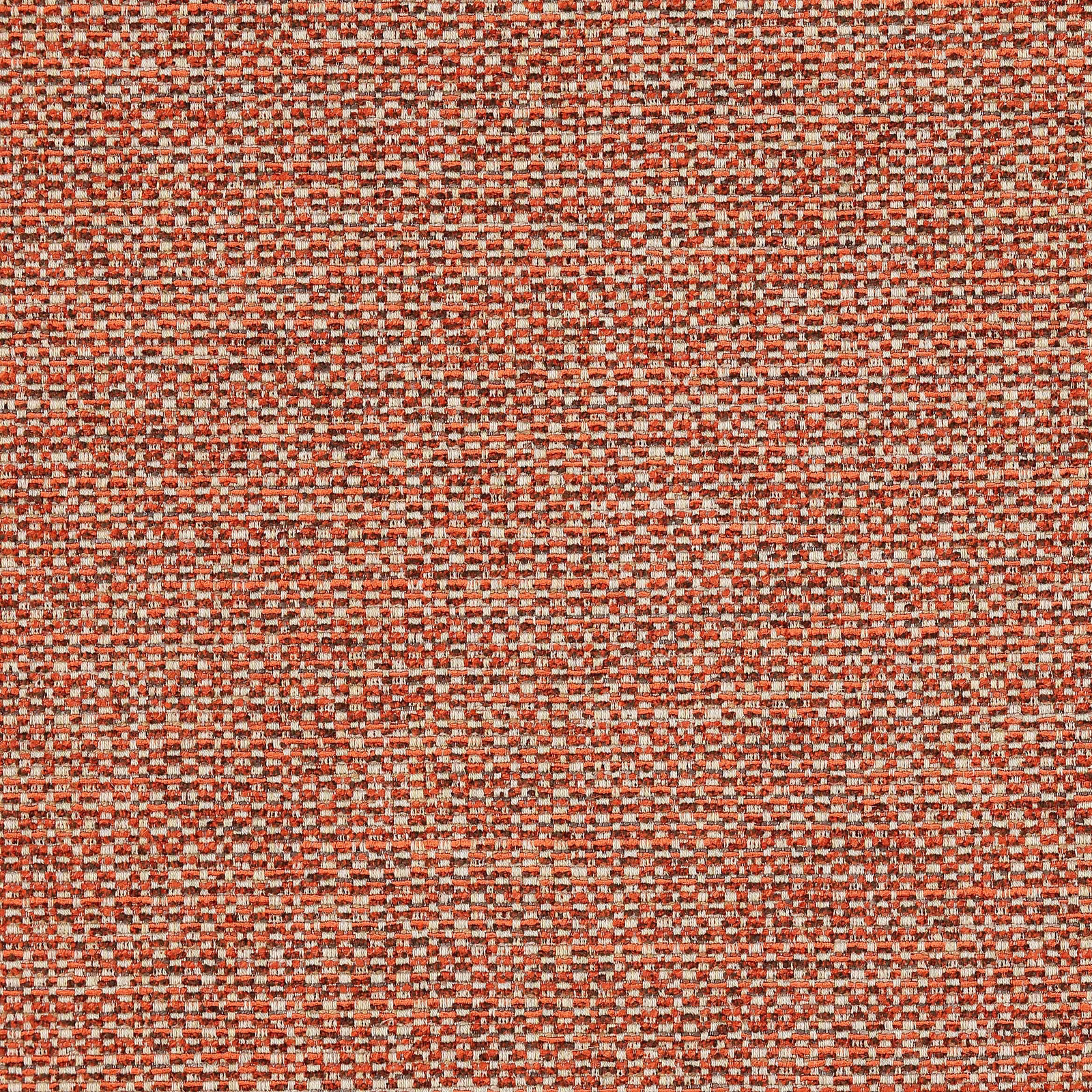 Close-up of a terracotta and cream small-scale woven fabric with textured flecks