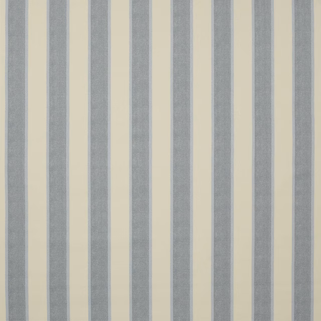 Vertical navy-blue and cream woven stripe cotton fabric swatch