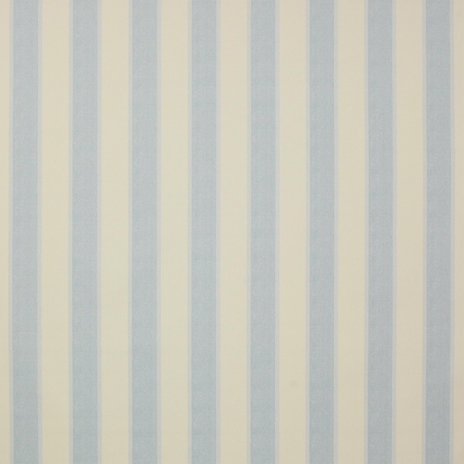 Pale sky blue and cream vertical stripe cotton fabric with a soft woven texture
