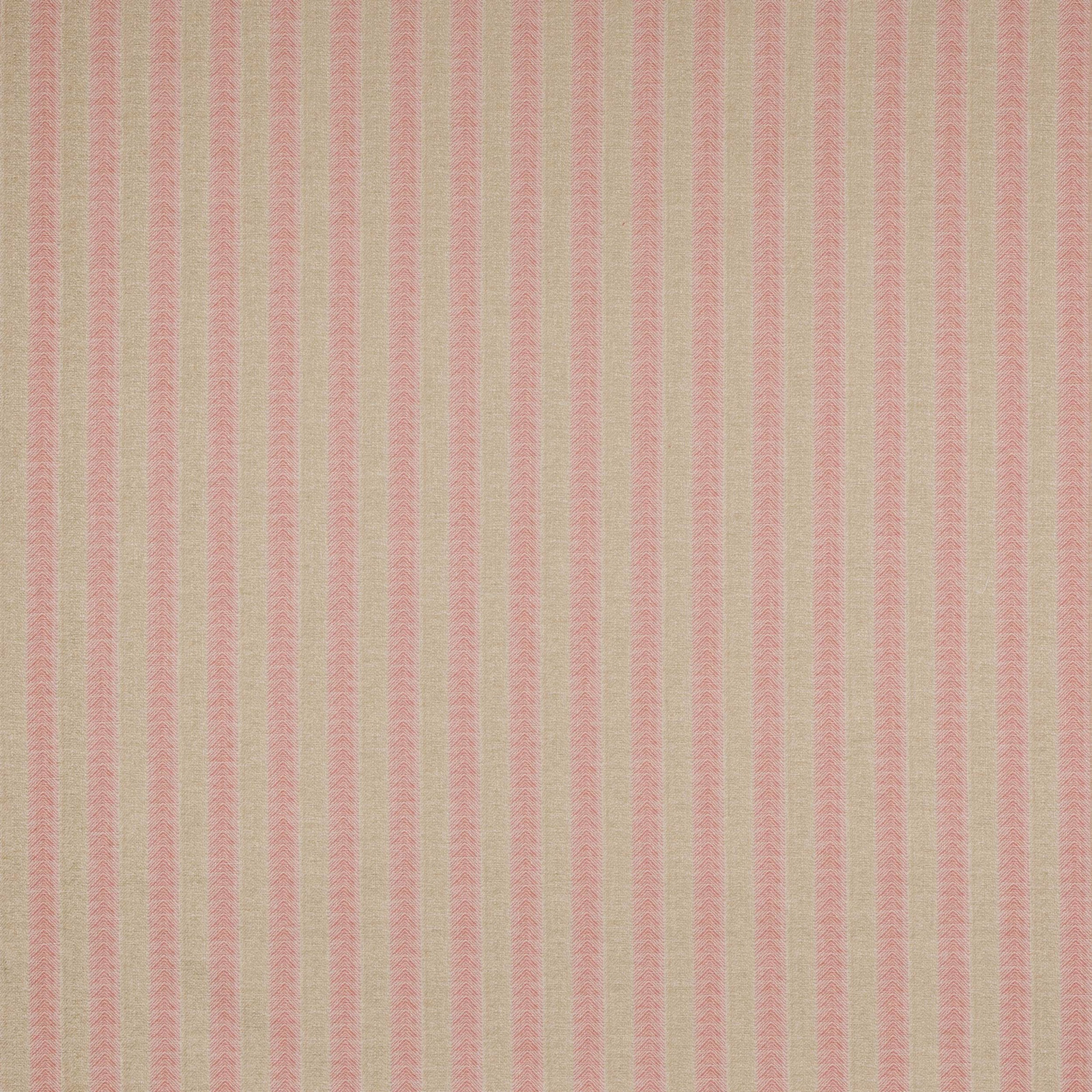 Photo of a soft dusty rose and oat vertical striped woven fabric swatch