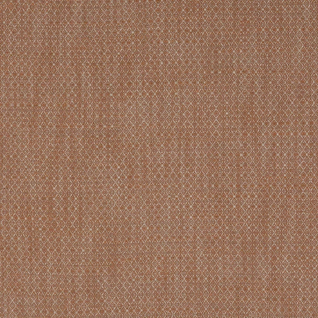 Small geometric woven fabric in muted terracotta orange with tiny diamond motif