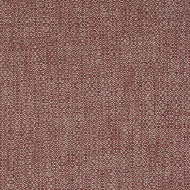 Muted brick red geometric fabric with tiny diamond lattice and fine textured weave