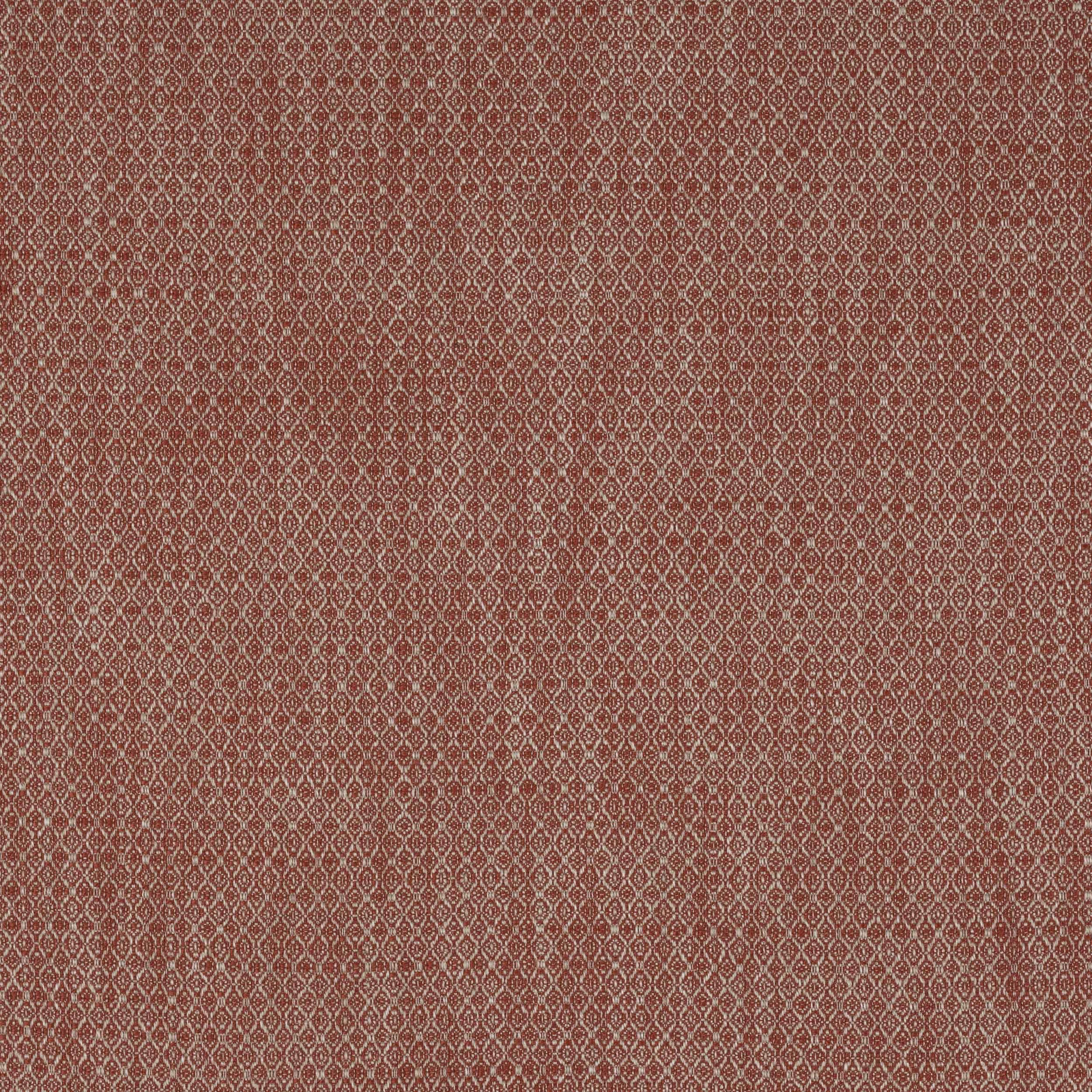 Warm tomato-red woven fabric with tiny geometric diamond repeat