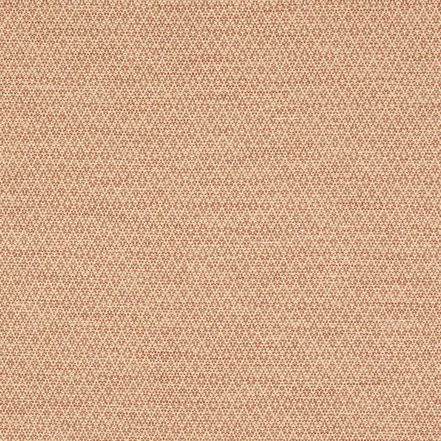 Close-up of a small-scale red-orange and beige woven fabric swatch