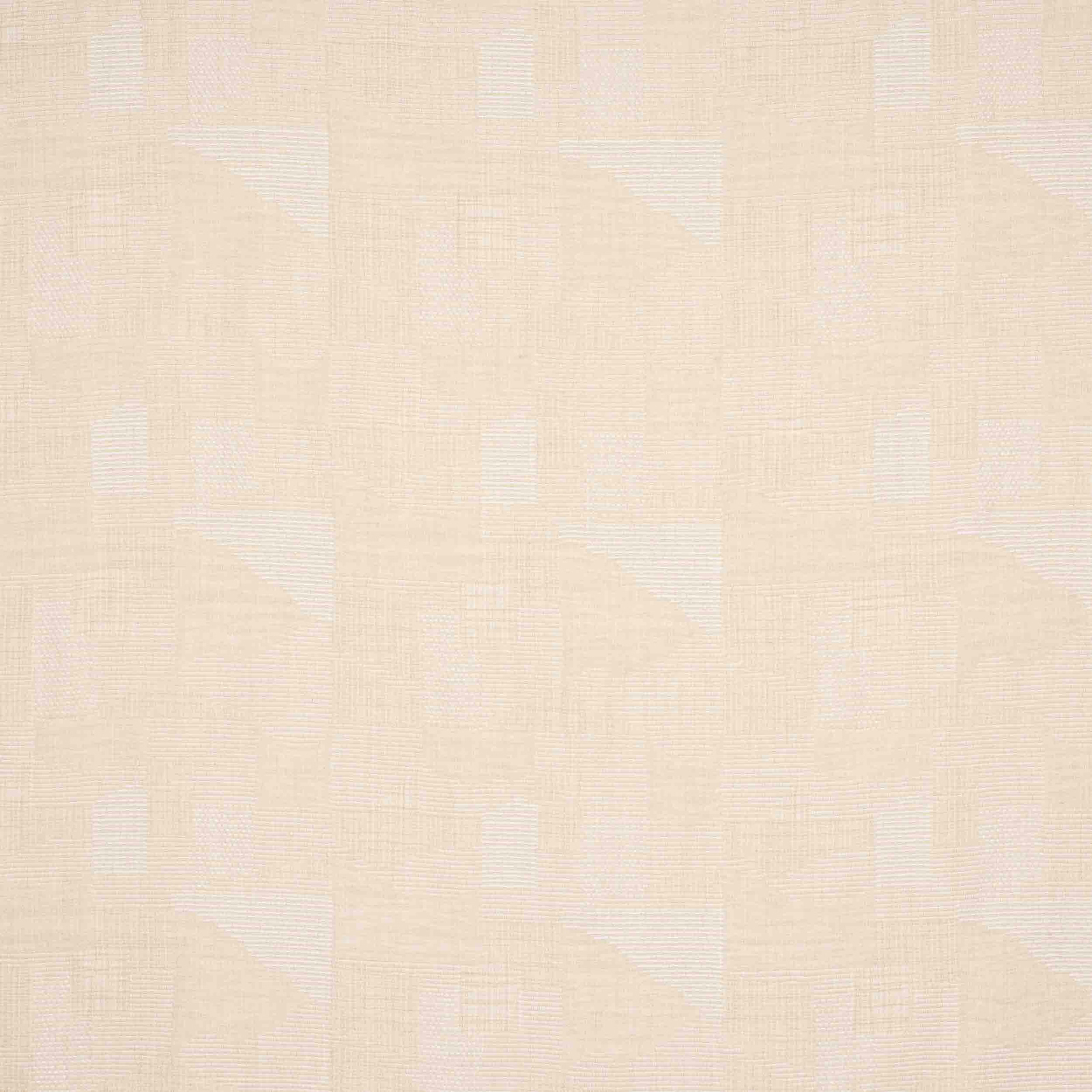 Cream geometric woven fabric with soft tonal pattern and fine texture