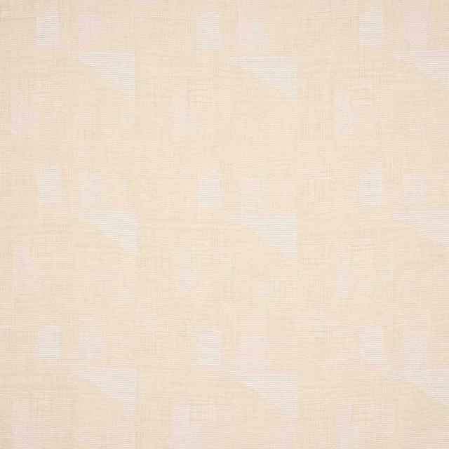 Cream geometric woven fabric with soft tonal pattern and fine texture