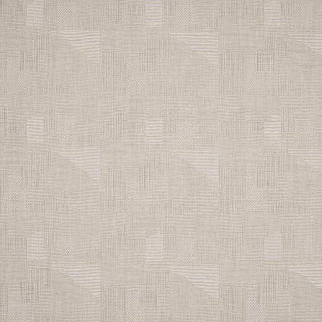 Pale ivory cream geometric woven fabric with subtle textured blocks