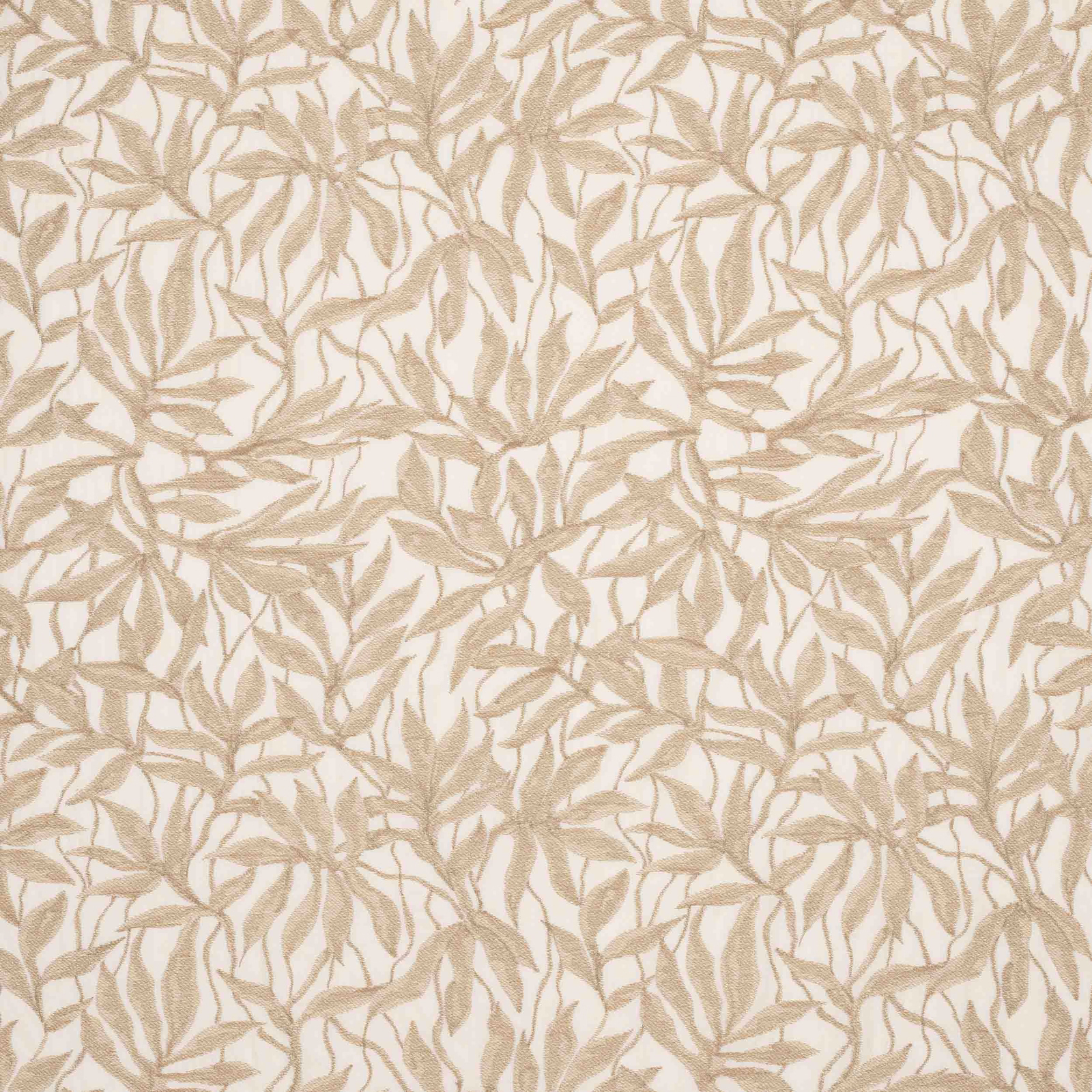 Beige botanical leaf weave on an ivory ground, large-scale pattern