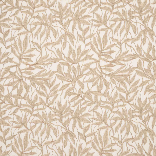 Beige botanical leaf weave on an ivory ground, large-scale pattern