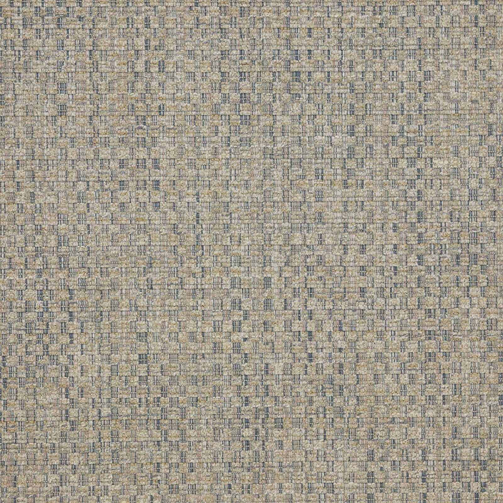 Close-up of a muted blue-grey woven fabric with tiny checked texture