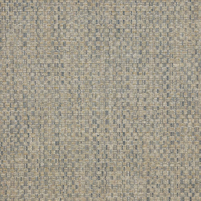 Close-up of a muted blue-grey woven fabric with tiny checked texture