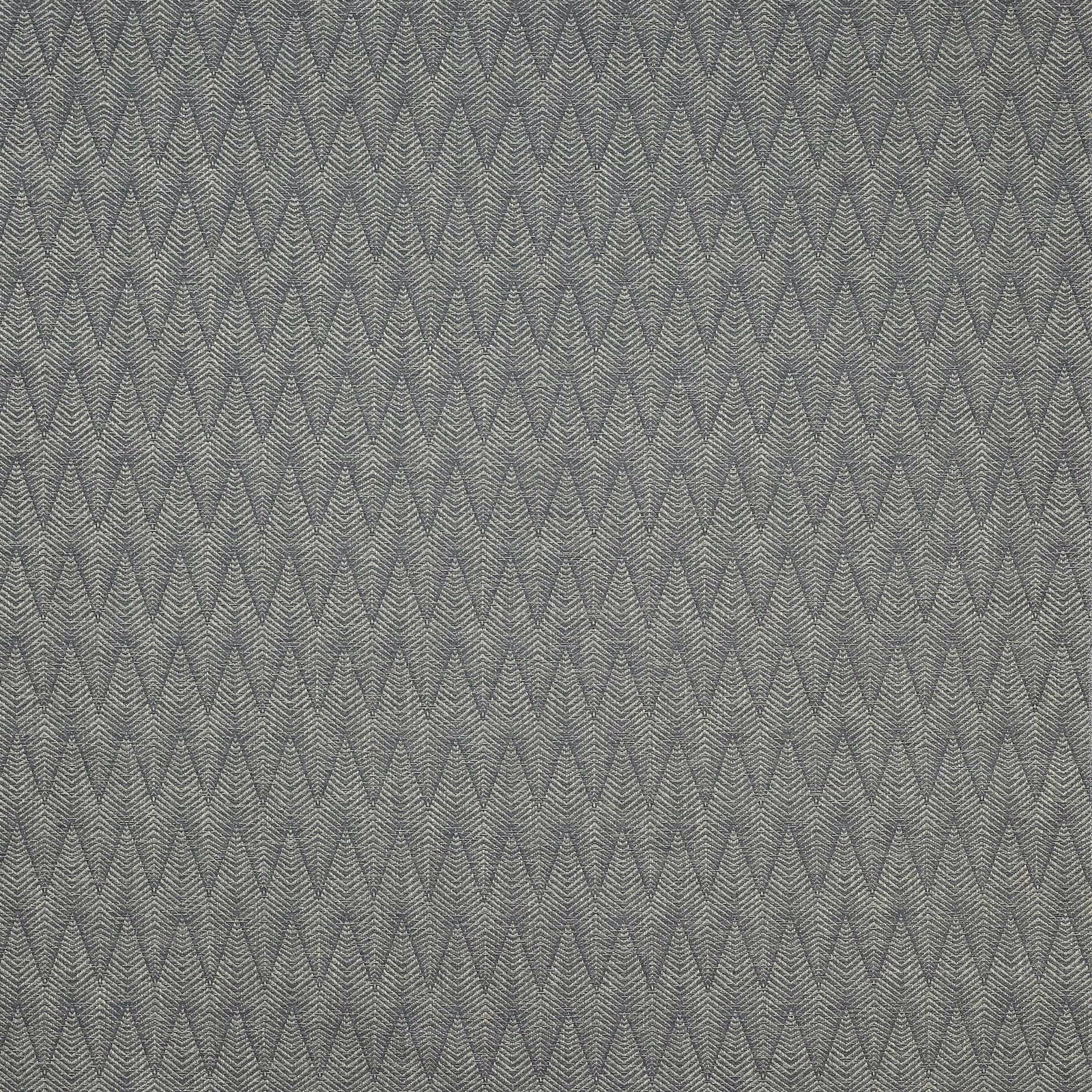 Close-up of muted blue-grey chevron woven fabric with fine textured surface