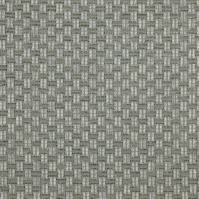 Close-up of a celadon green basket-weave upholstery fabric with pale slub texture