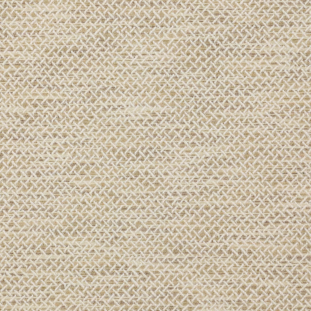 Close-up of a soft beige woven fabric with fine textured basket pattern