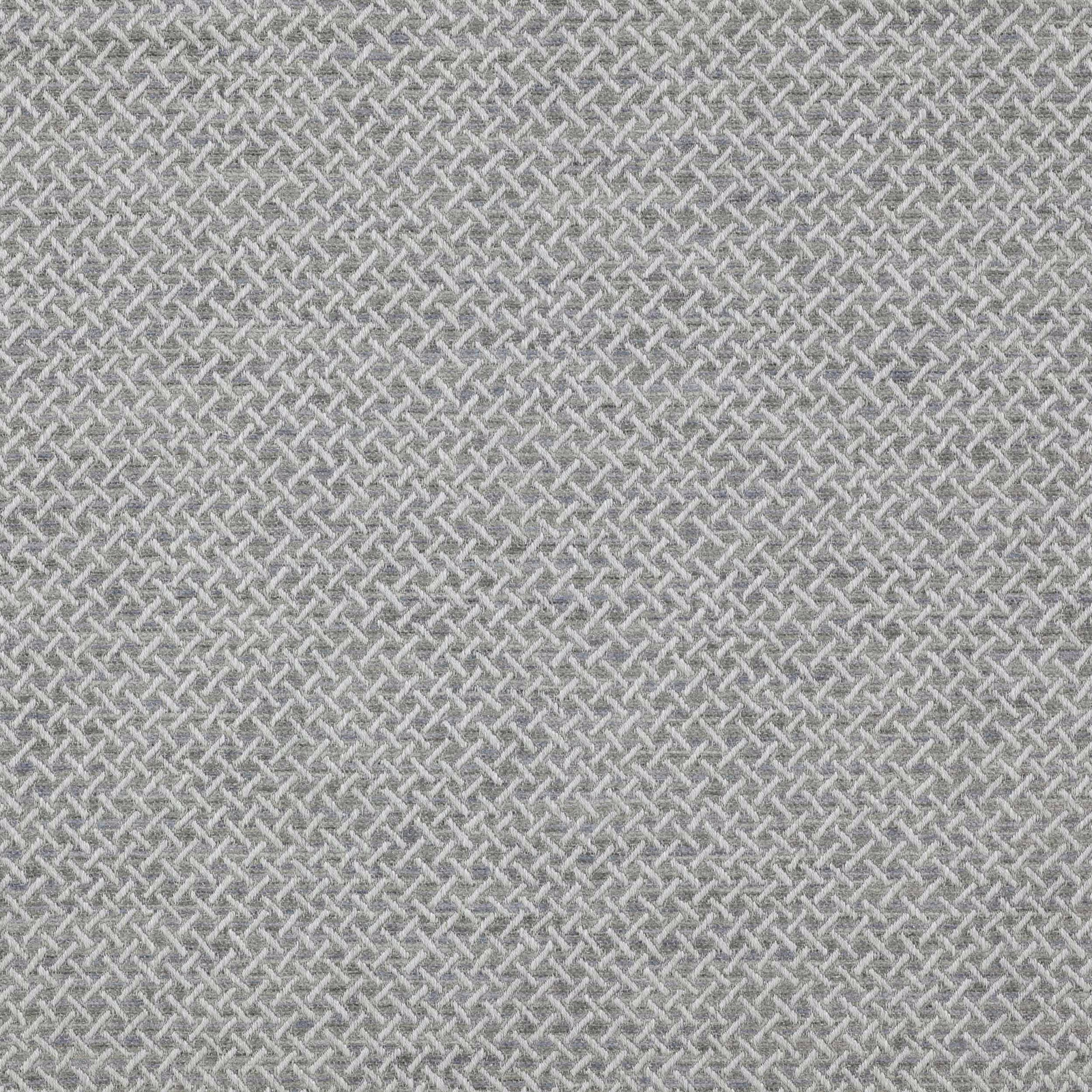 Close-up of a cool slate grey woven fabric with fine herringbone texture