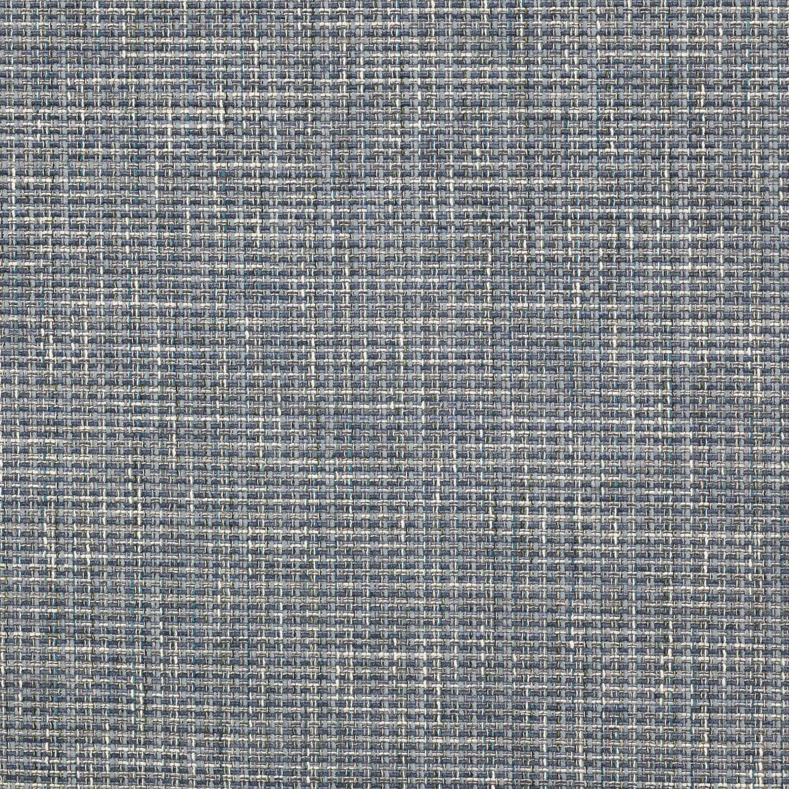 Close-up of a muted navy woven fabric with fine cream flecking and small textured grid