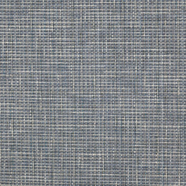 Close-up of a muted navy woven fabric with fine cream flecking and small textured grid
