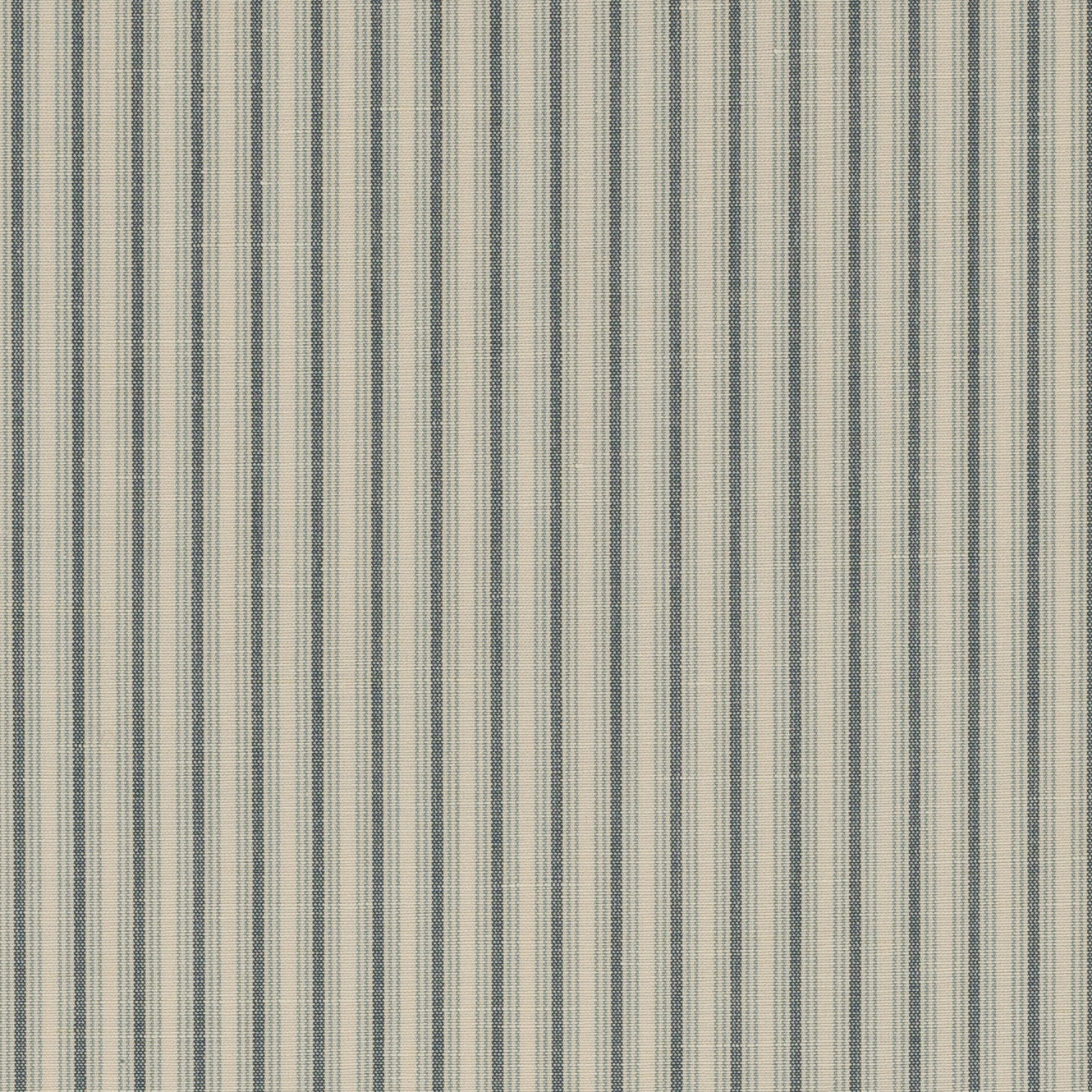 Pale blue and cream narrow vertical stripe fabric with fine woven texture
