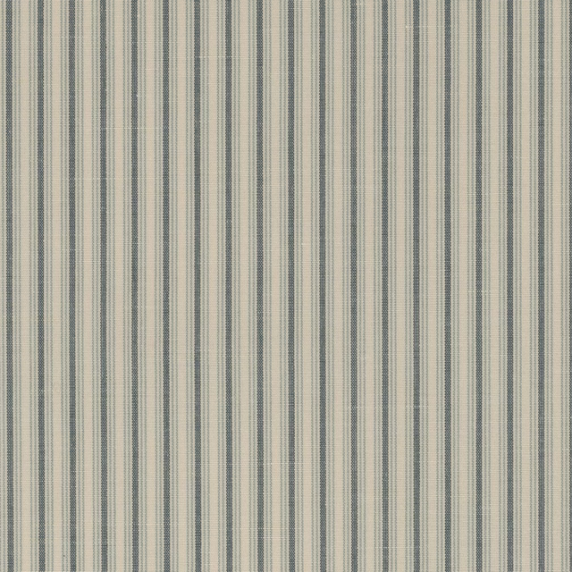 Pale blue and cream narrow vertical stripe fabric with fine woven texture