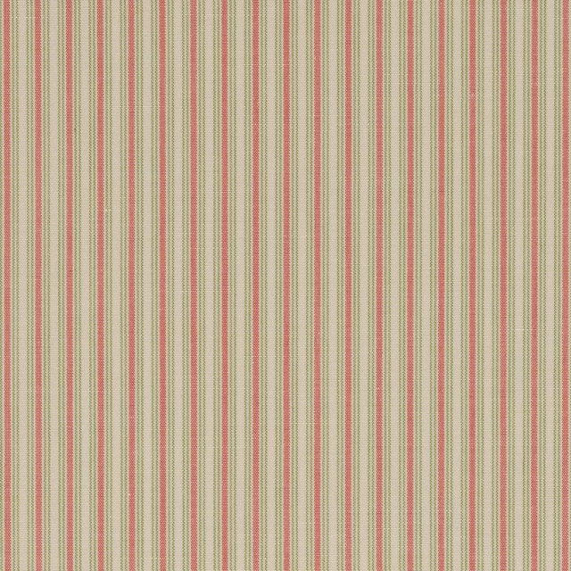 Fine pink and sage vertical stripe woven on a natural linen ground