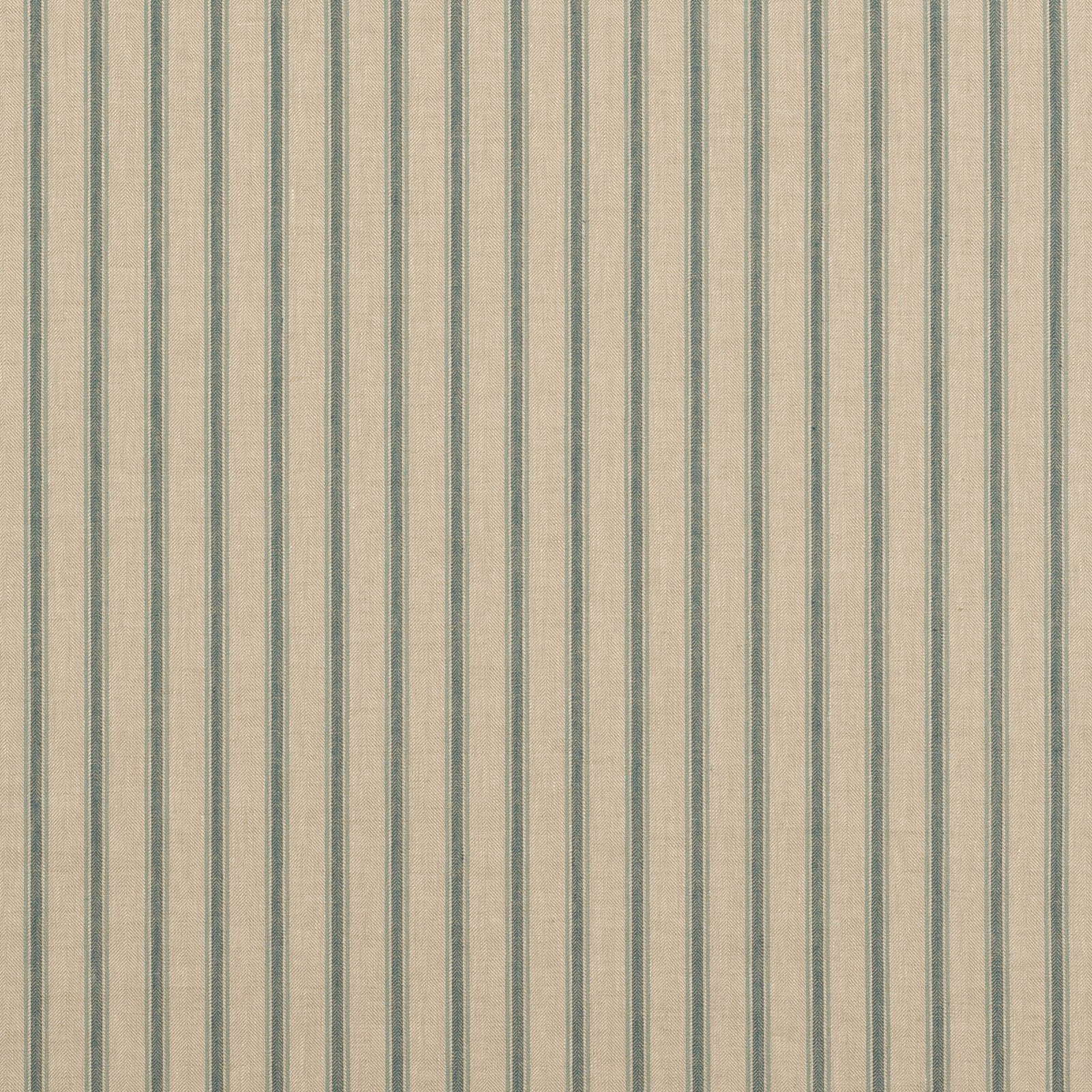 Vertical pale blue-grey stripes on a warm cream linen fabric swatch