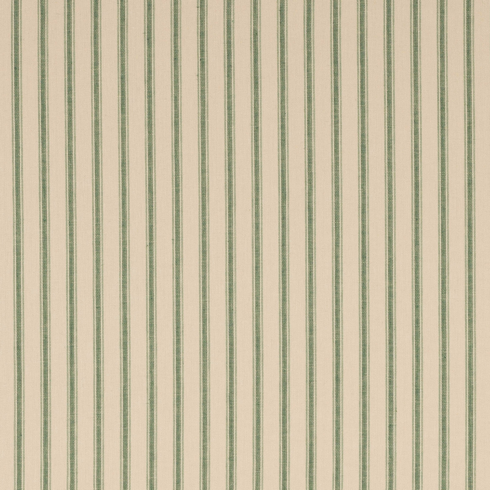 Pale linen swatch with narrow sage green vertical stripes
