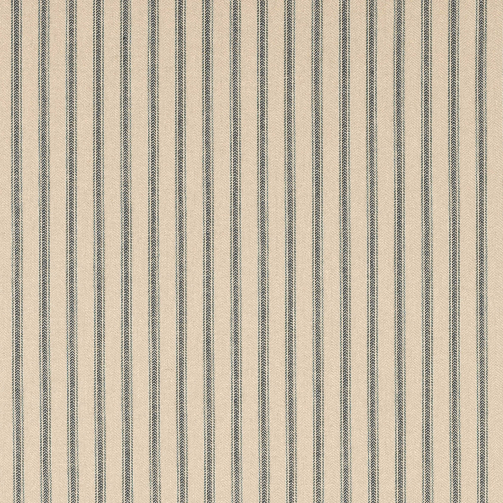 Cream linen stripe fabric with narrow navy vertical bands
