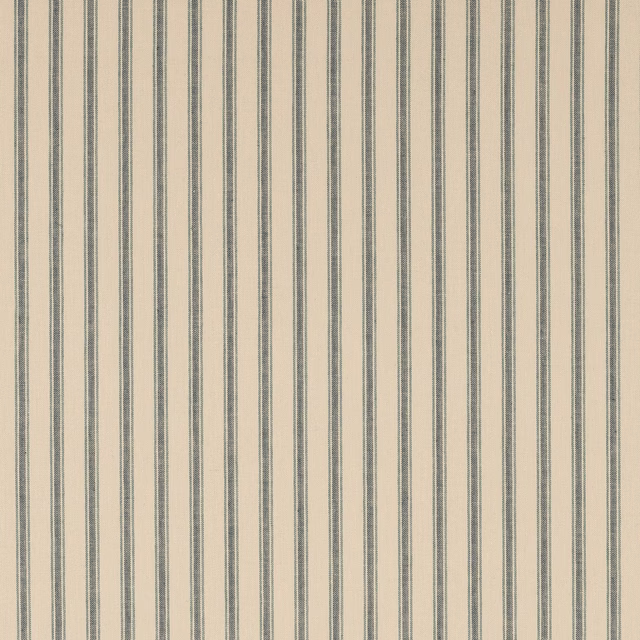 Cream linen stripe fabric with narrow navy vertical bands